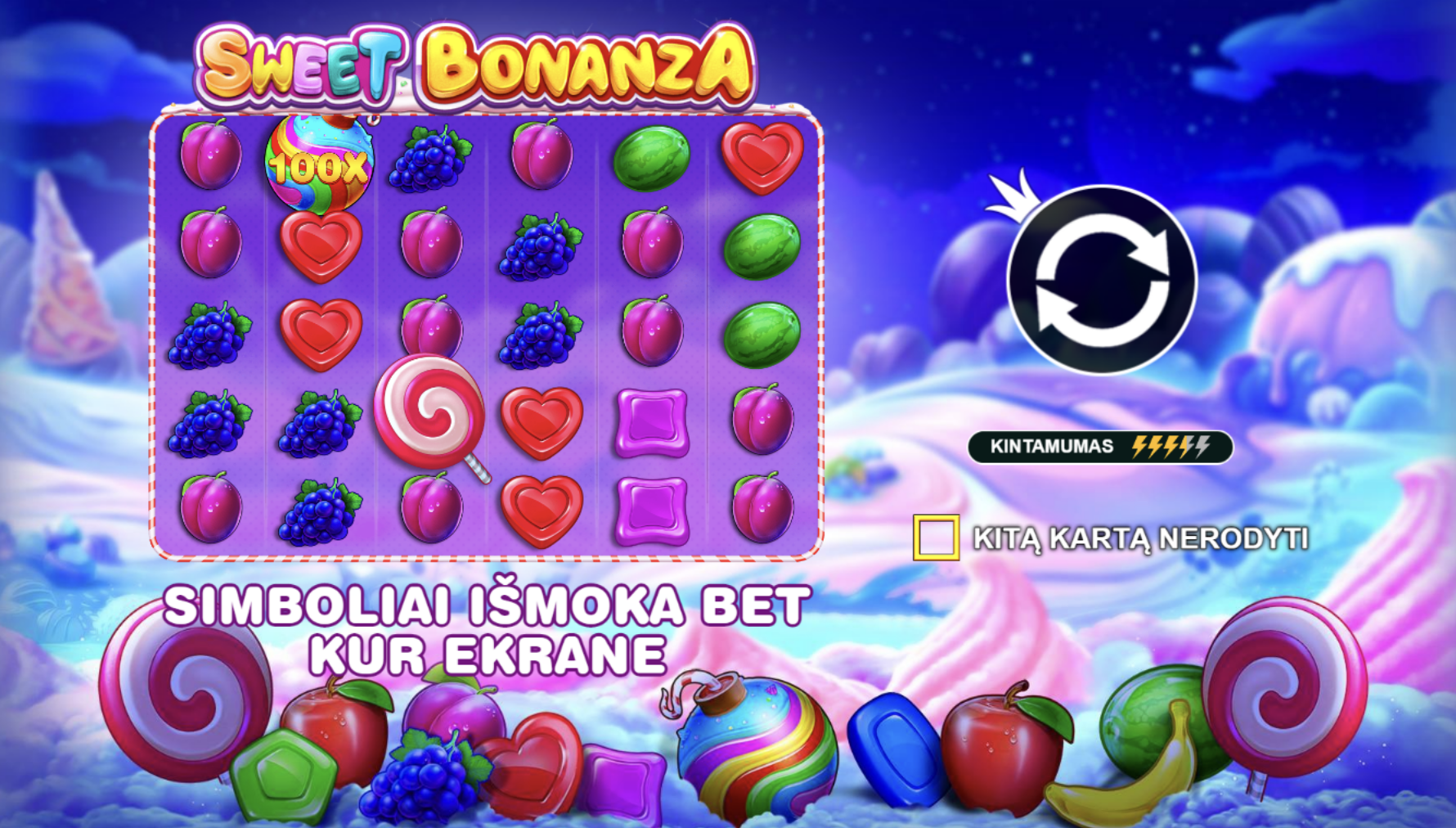 sweet bonanza reizinātāji banāni konfektes bumbas konfektes lollipops