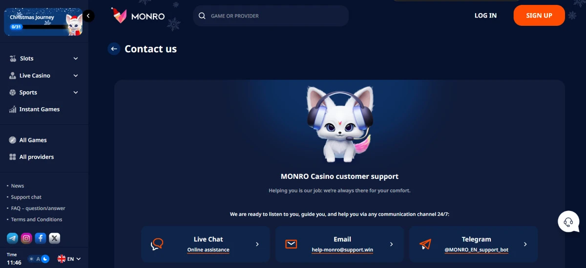 monro-kazino-klientu-apkalpošana