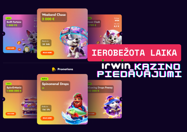 Ierobežota laika Irwin kazino piedāvājumi 2025. gada maijam