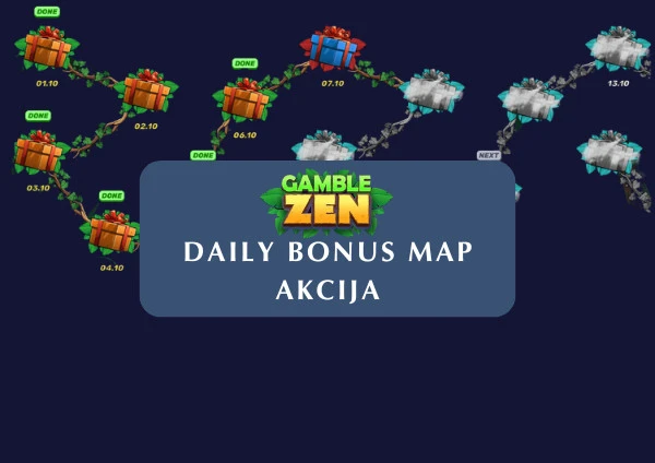 GambleZen kazino piedāvājumi ar Daily Bonus Map